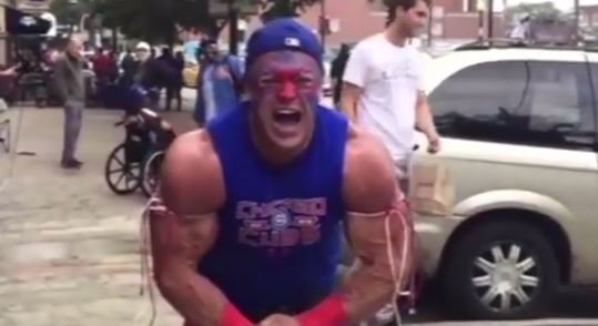 This bodybuilding fan would trade his enormous muscles for a Cubs World  Series championship