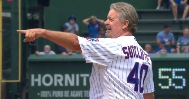 Rick Sutclliffe throws NLCS Game 1 first pitch