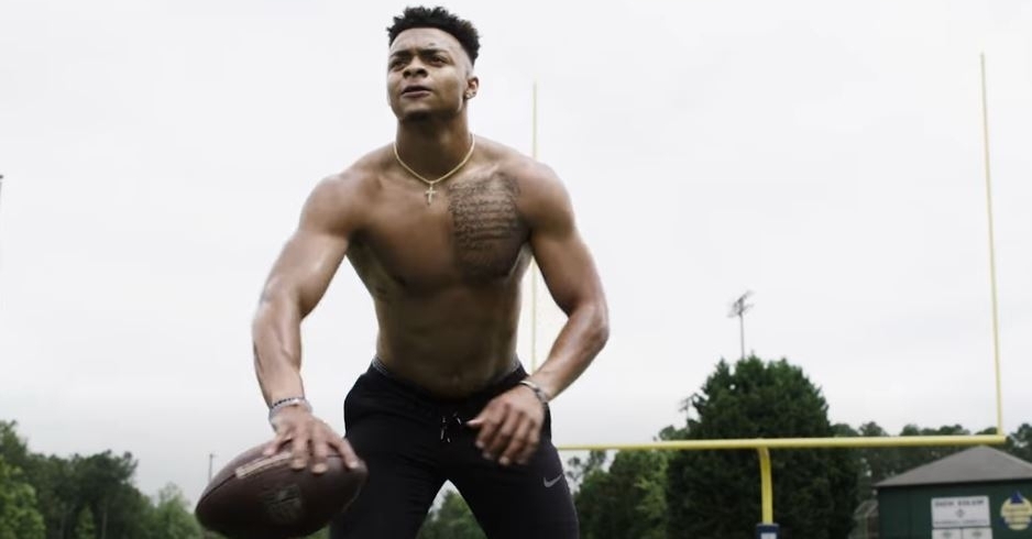 justin fields no shirt